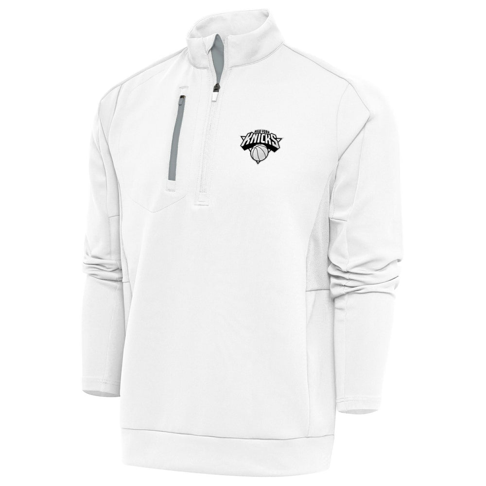 New York Knicks Antigua Metallic Logo Generation Quarter-Zip Top For Sale