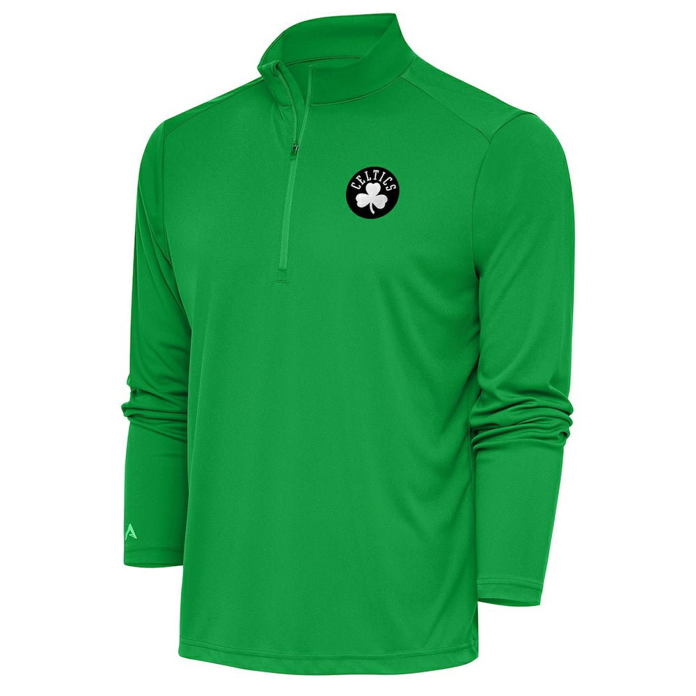Boston Celtics Antigua Metallic Logo Tribute Quarter-Zip Top On Sale