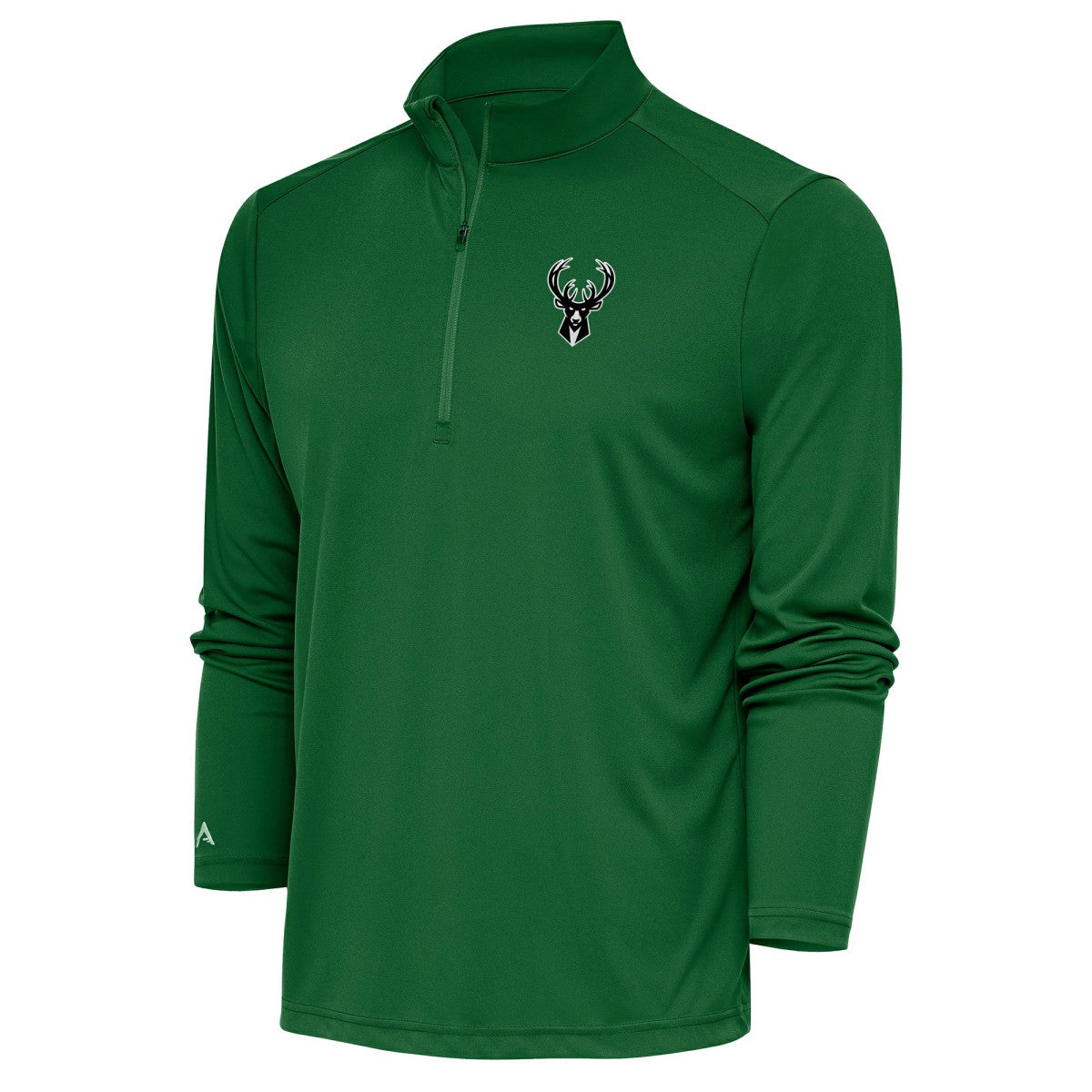 Milwaukee Bucks Antigua Metallic Logo Tribute Quarter-Zip Top For Sale