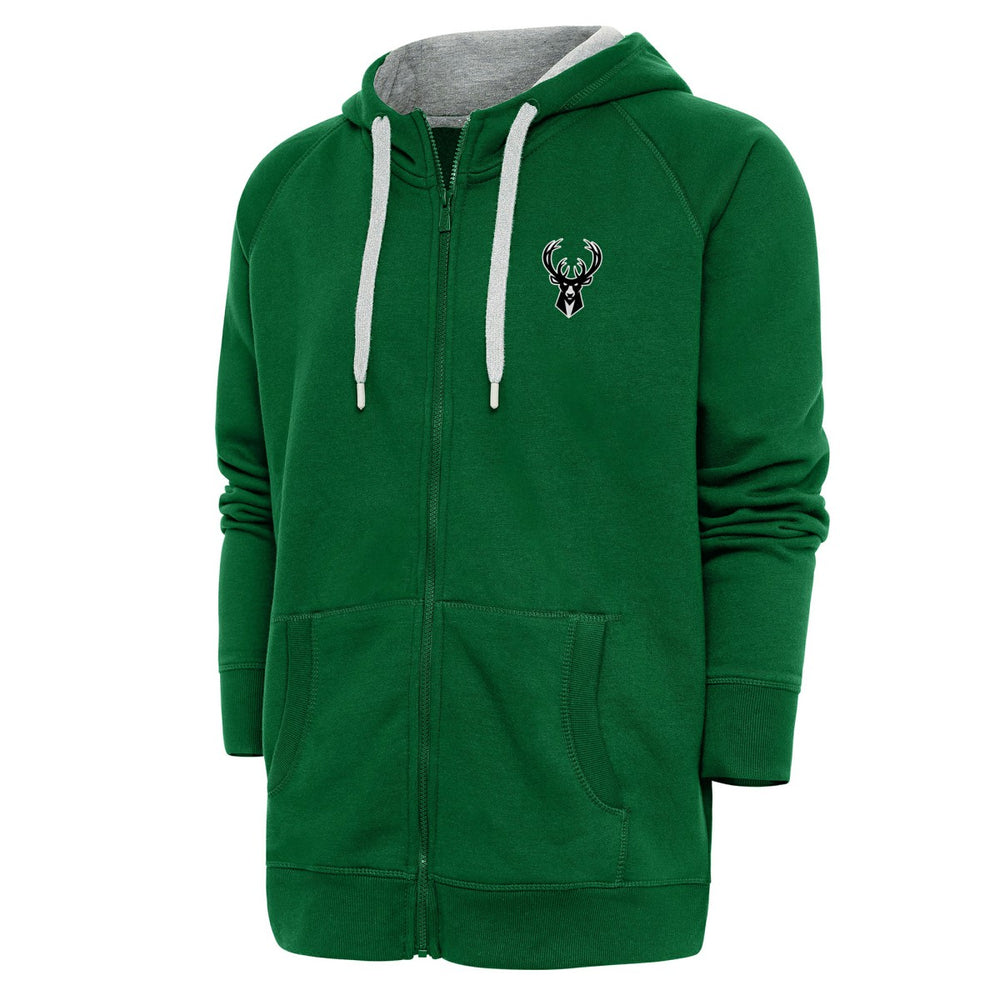 Milwaukee Bucks Antigua Metallic Logo Victory Raglan Full-Zip Hoodie Discount
