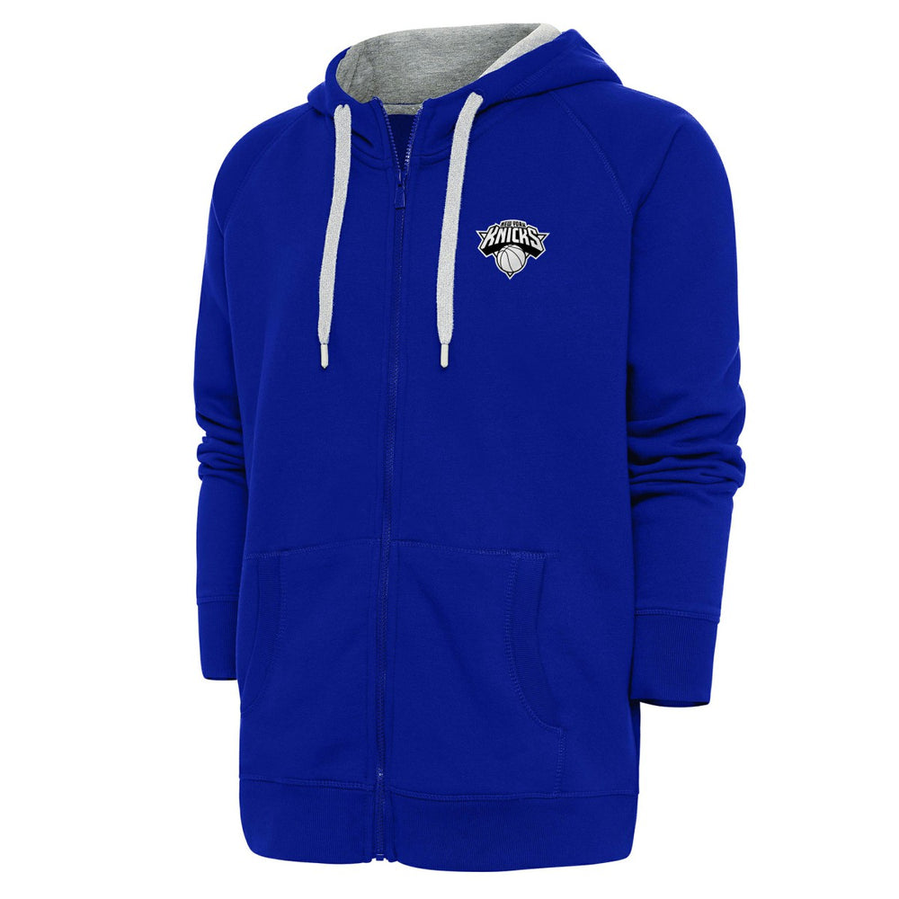 New York Knicks Antigua Metallic Logo Victory Raglan Full-Zip Hoodie On Sale