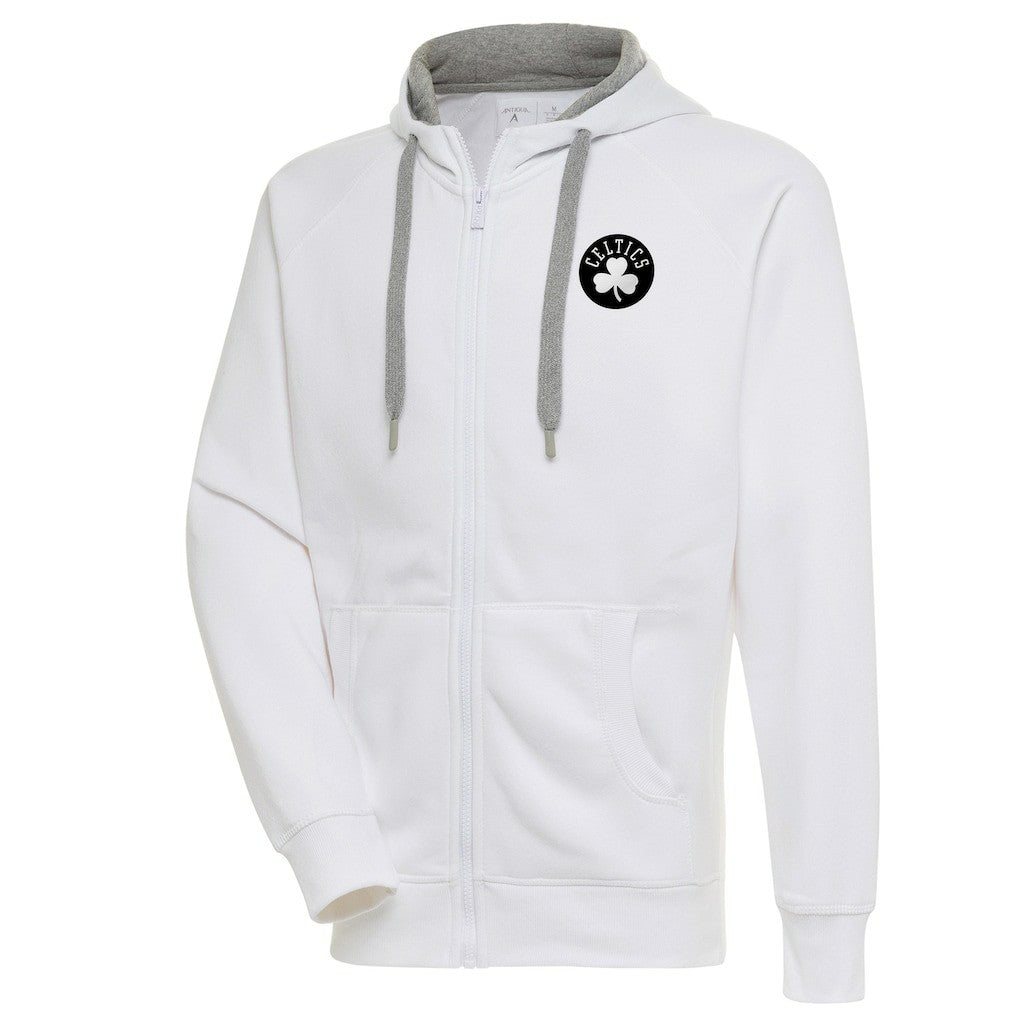 Boston Celtics Antigua Metallic Logo Victory Raglan Full-Zip Hoodie Discount