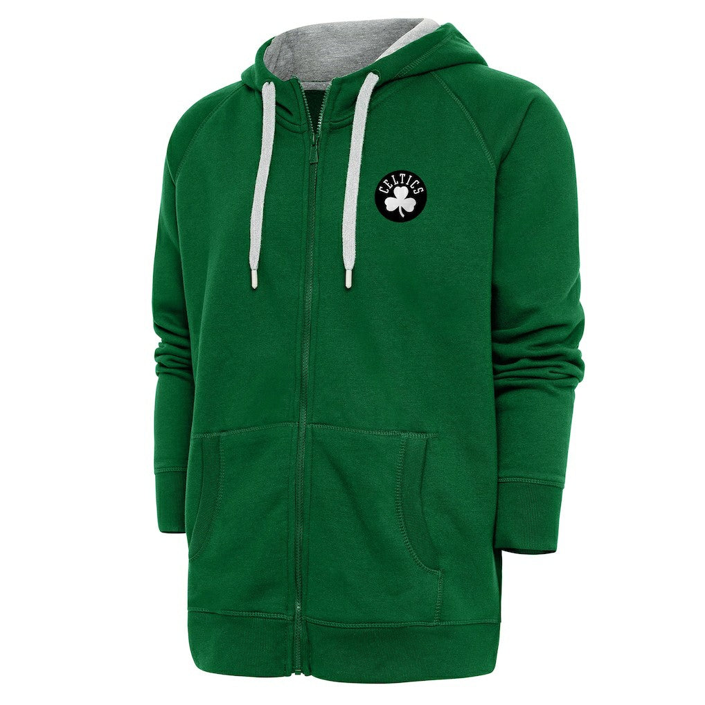 Boston Celtics Antigua Metallic Logo Victory Raglan Full-Zip Hoodie Discount