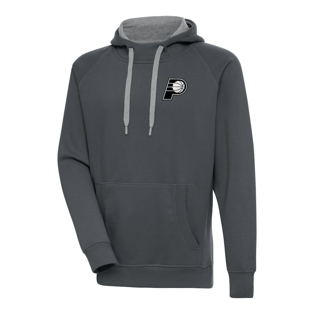 Indiana Pacers Antigua Metallic Logo Victory Raglan Pullover Hoodie On Sale