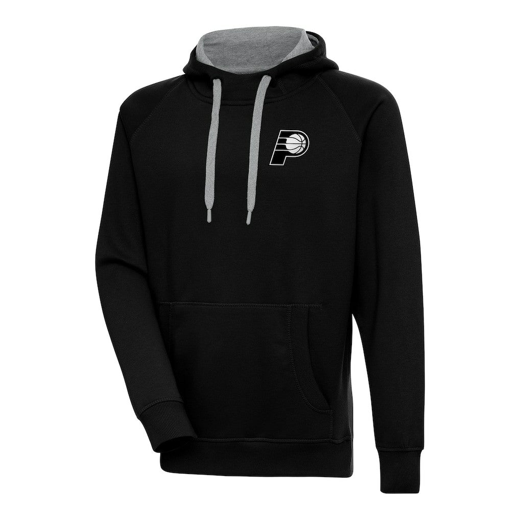 Indiana Pacers Antigua Metallic Logo Victory Raglan Pullover Hoodie On Sale