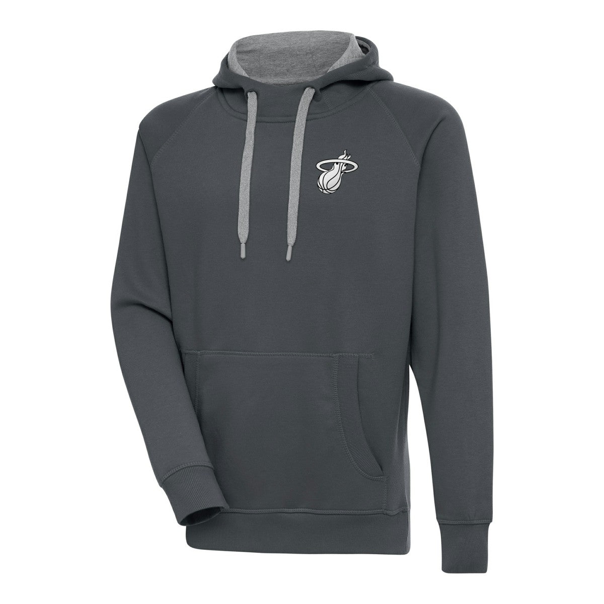 Miami Heat Antigua Metallic Logo Victory Raglan Pullover Hoodie For Sale