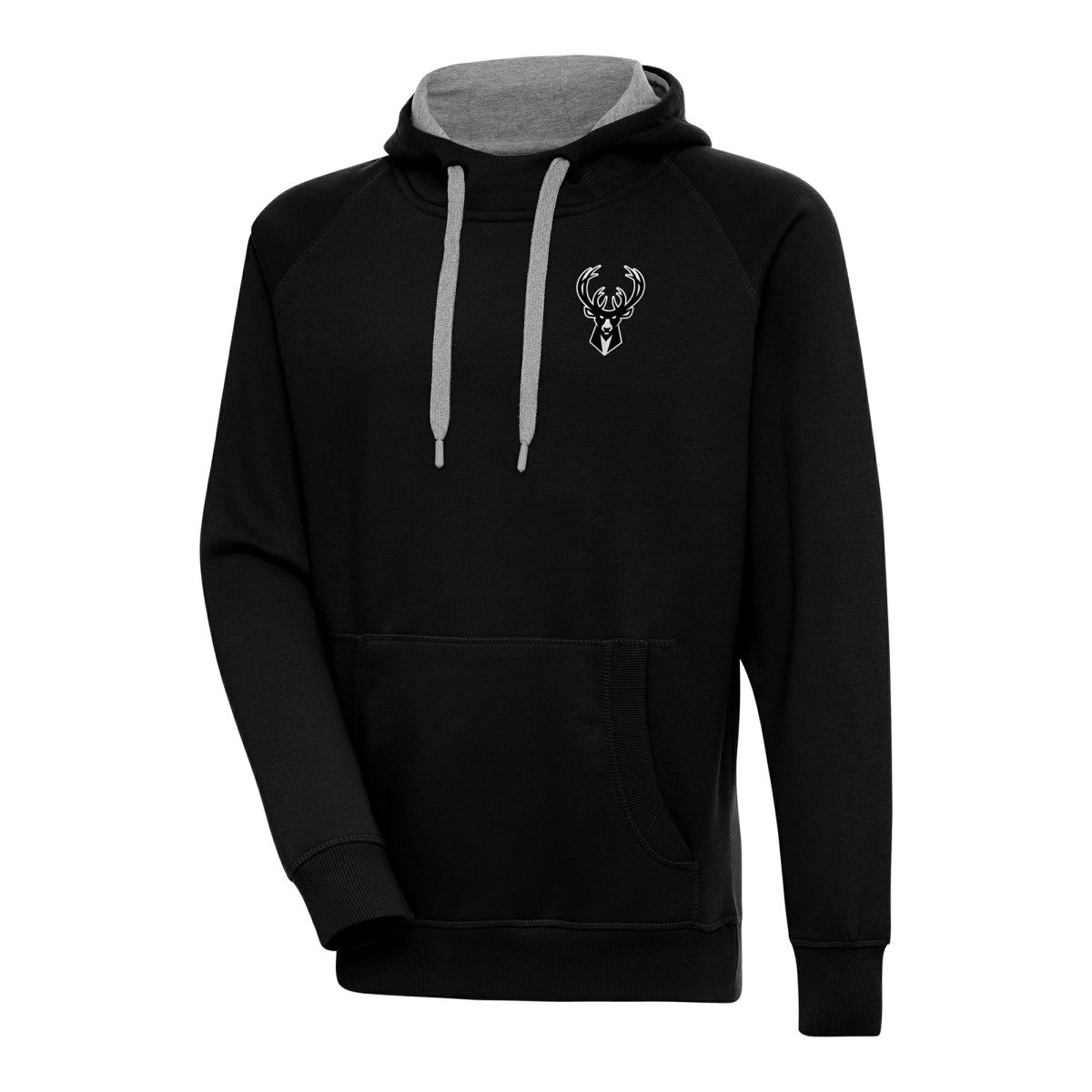Milwaukee Bucks Antigua Metallic Logo Victory Raglan Pullover Hoodie Online