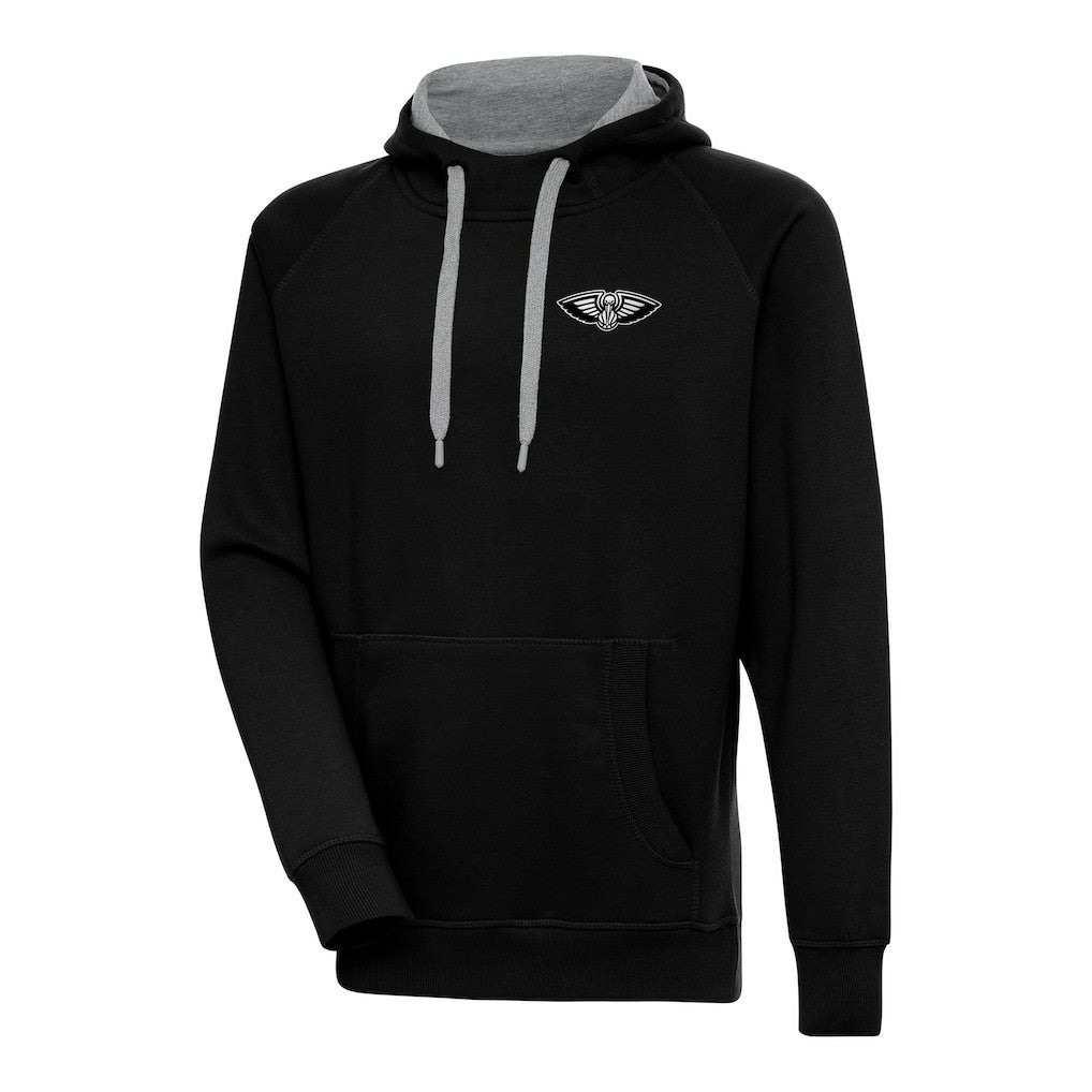 New Orleans Pelicans Antigua Metallic Logo Victory Raglan Pullover Hoodie On Sale