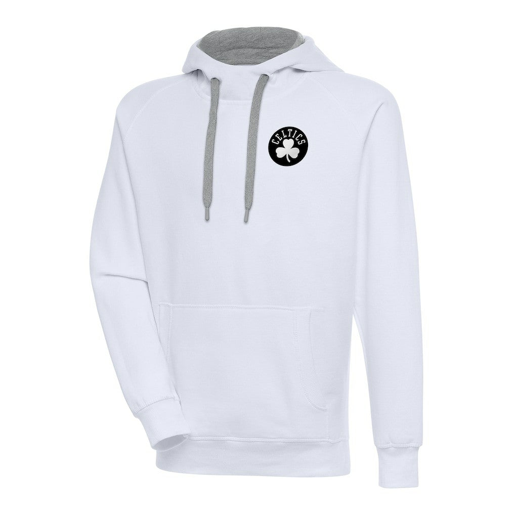 Boston Celtics Antigua Metallic Logo Victory Raglan Pullover Hoodie Outlet