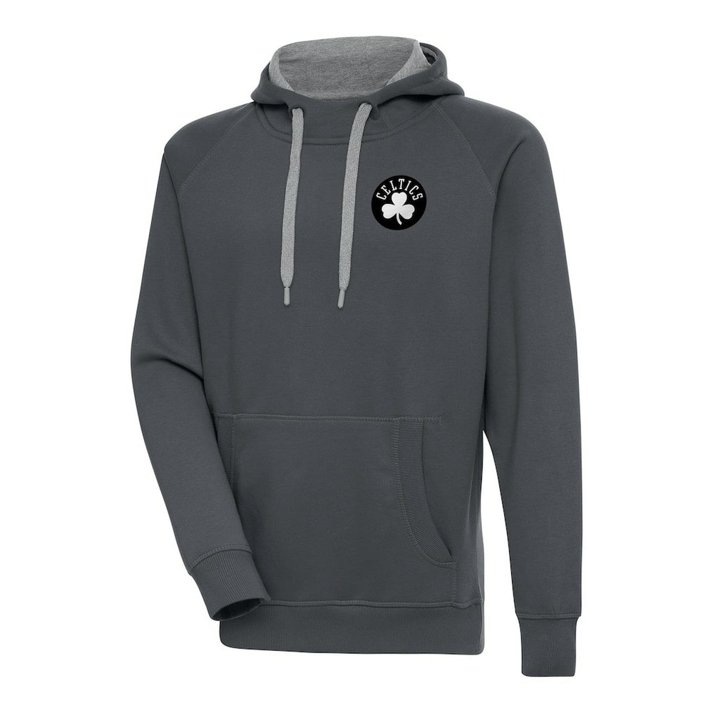 Boston Celtics Antigua Metallic Logo Victory Raglan Pullover Hoodie On Sale