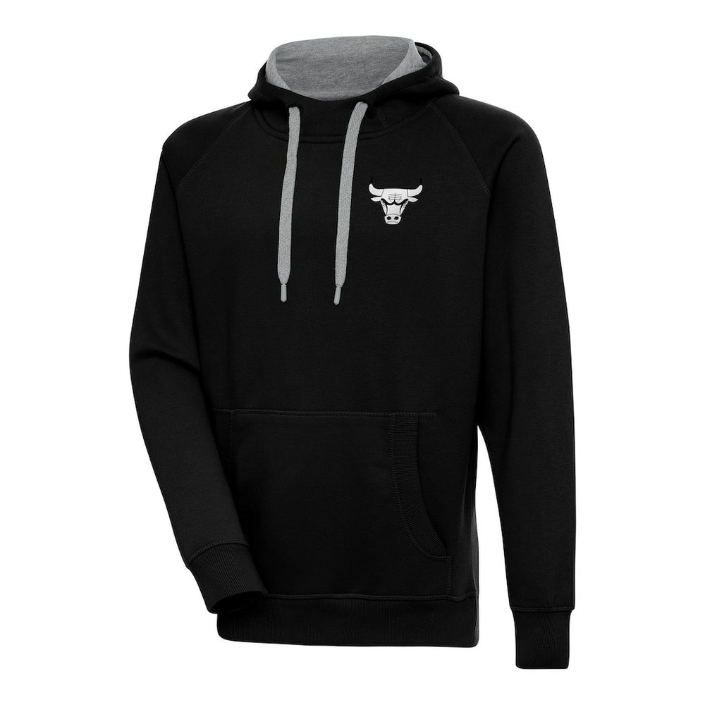 Chicago Bulls Antigua Metallic Logo Victory Raglan Pullover Hoodie New