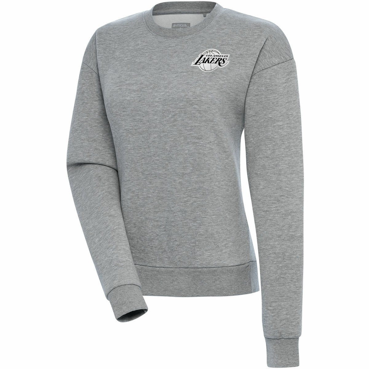 Los Angeles Lakers Antigua Women's Brushed Metallic Victory Pullover Sweatshirt - Heather Gray cheap On Sale