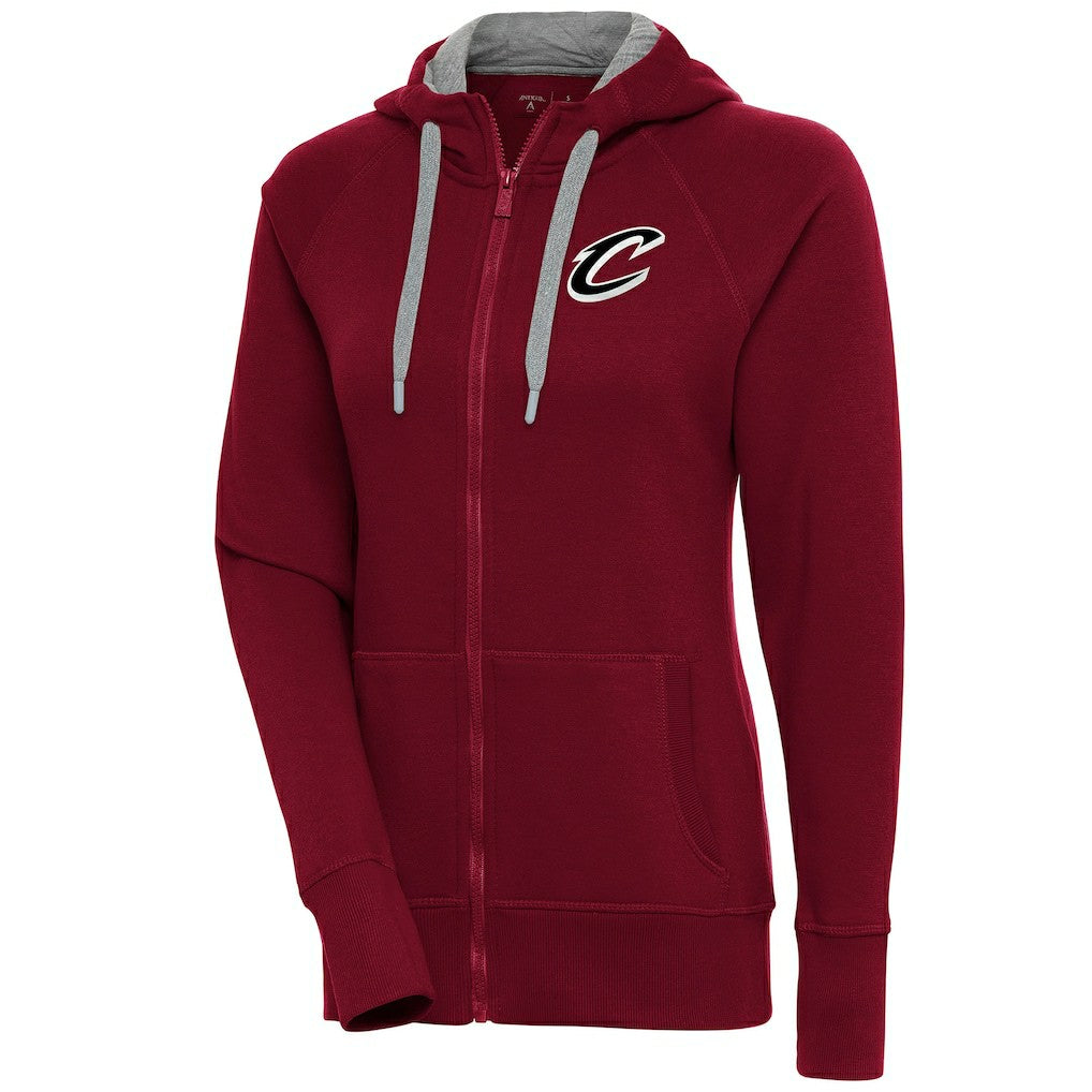 Cleveland Cavaliers Antigua Women's Brushed Metallic Victory Full-Zip Hoodie - Wine on sale For Sale