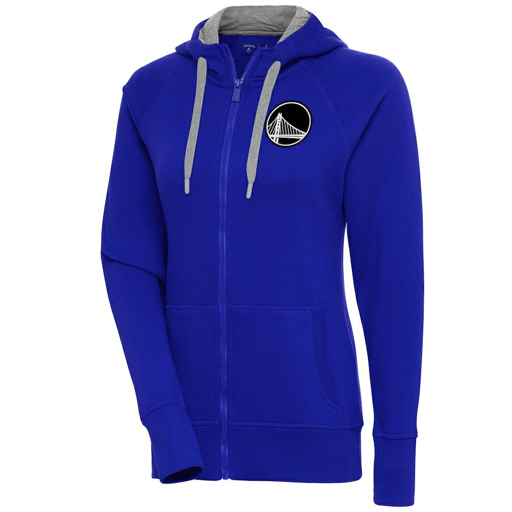 Golden State Warriors Antigua Women's Brushed Metallic Victory Full-Zip Hoodie - Royal sale On Sale