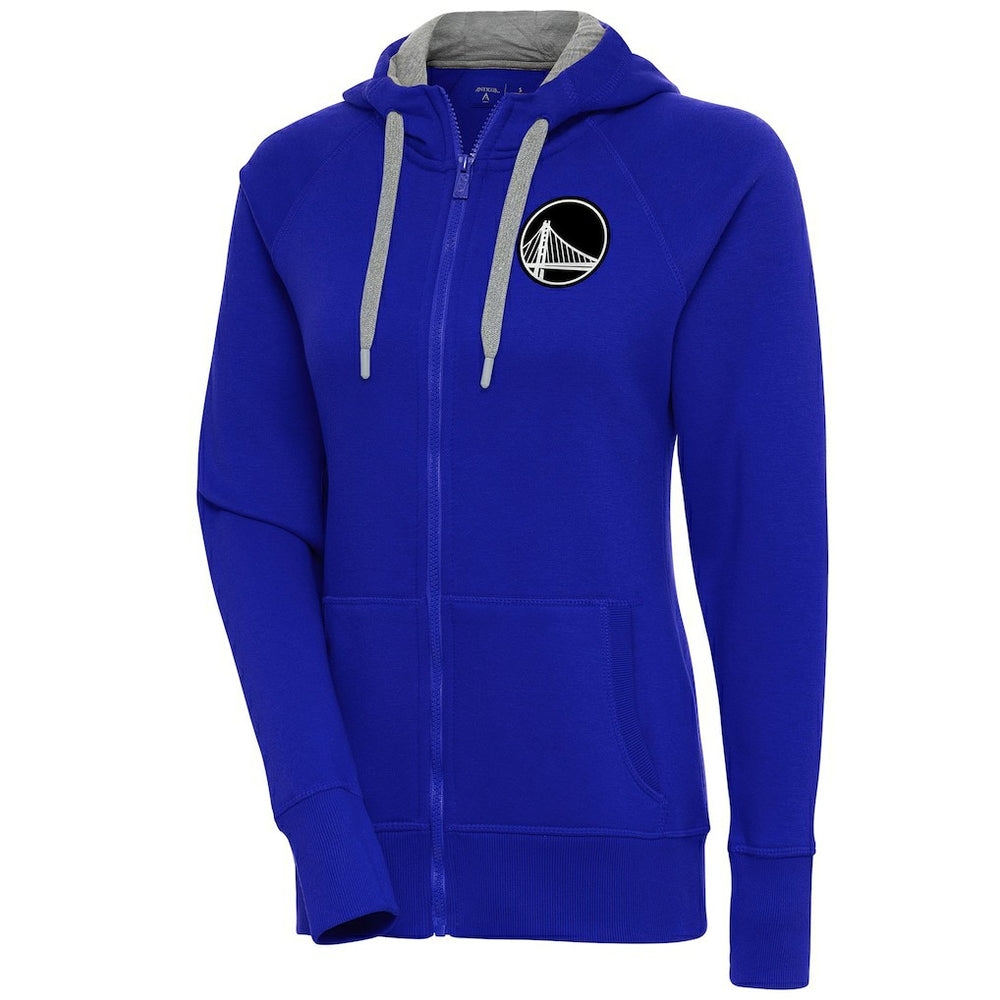 Golden State Warriors Antigua Women's Brushed Metallic Victory Full-Zip Hoodie - Royal sale On Sale