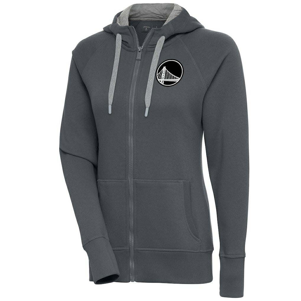 Golden State Warriors Antigua Women's Brushed Metallic Victory Full-Zip Hoodie - Charcoal outlet On Sale
