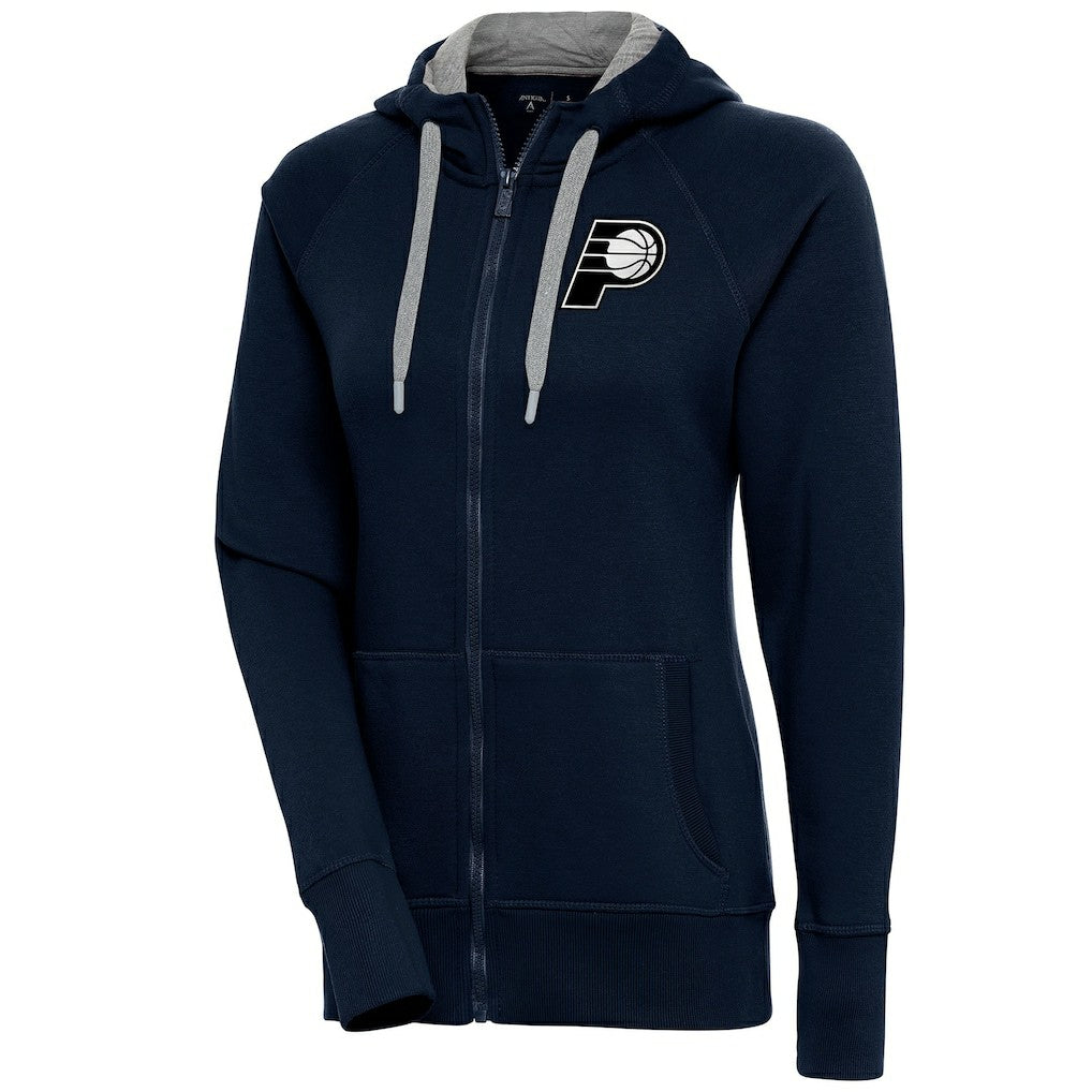 Indiana Pacers Antigua Women's Brushed Metallic Victory Full-Zip Hoodie - Navy sale For Sale