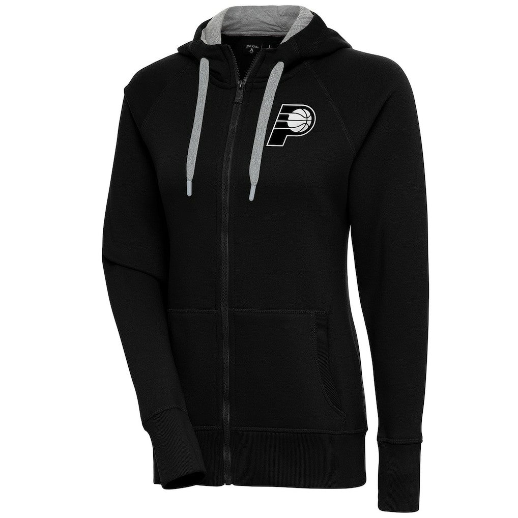 Indiana Pacers Antigua Women's Brushed Metallic Victory Full-Zip Hoodie - Black online Discount