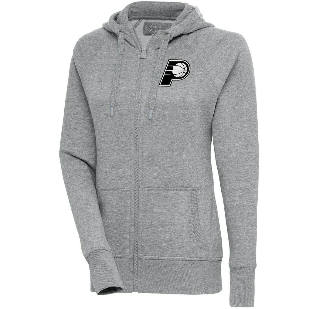 Indiana Pacers Antigua Women's Brushed Metallic Victory Full-Zip Hoodie - Heather Gray for sale For Sale