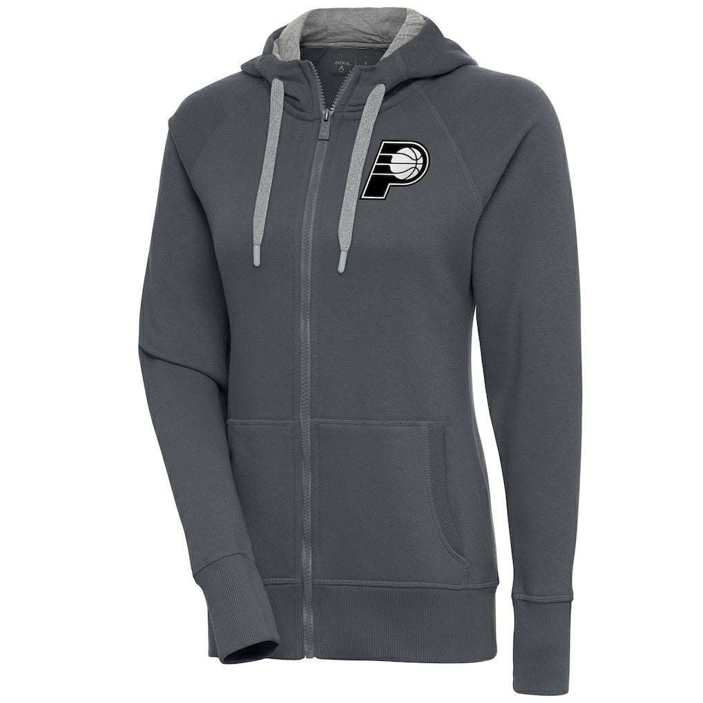 Indiana Pacers Antigua Women's Brushed Metallic Victory Full-Zip Hoodie - Charcoal shop For Sale