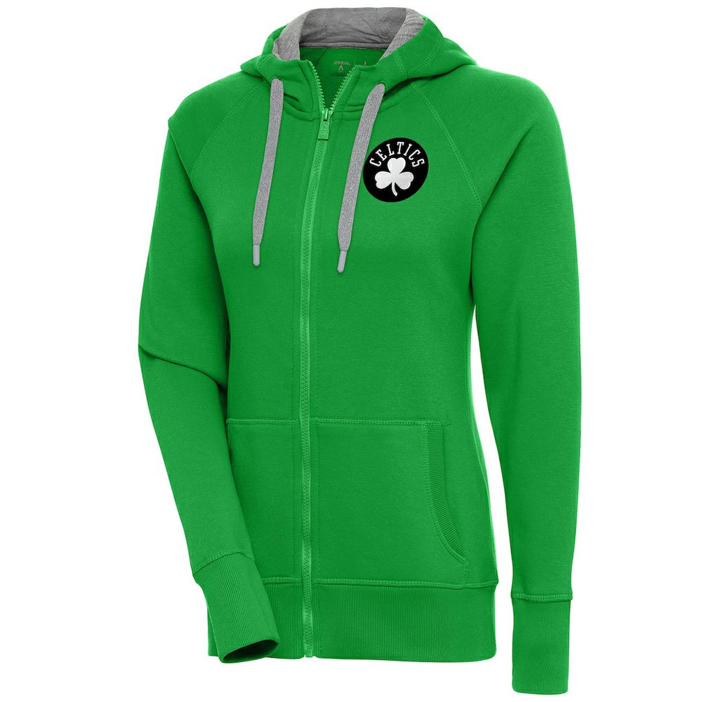 Boston Celtics Antigua Women's Brushed Metallic Victory Full-Zip Hoodie - Kelly Green shop On Sale