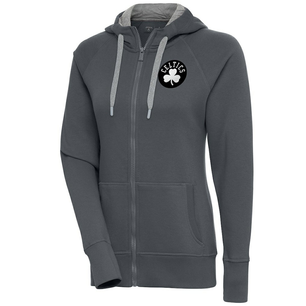 Boston Celtics Antigua Women's Brushed Metallic Victory Full-Zip Hoodie - Charcoal for sale Discount