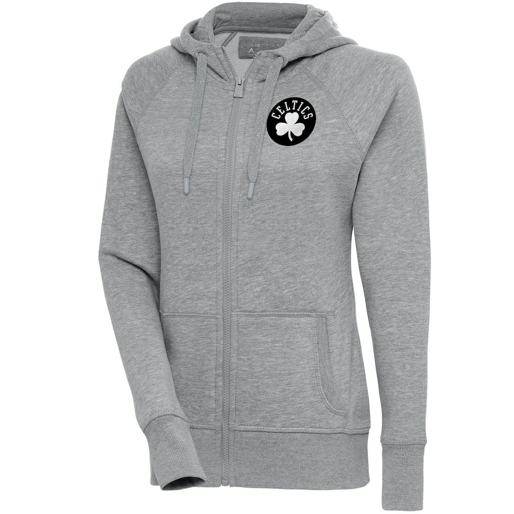 Boston Celtics Antigua Women's Brushed Metallic Victory Full-Zip Hoodie - Heather Gray outlet New