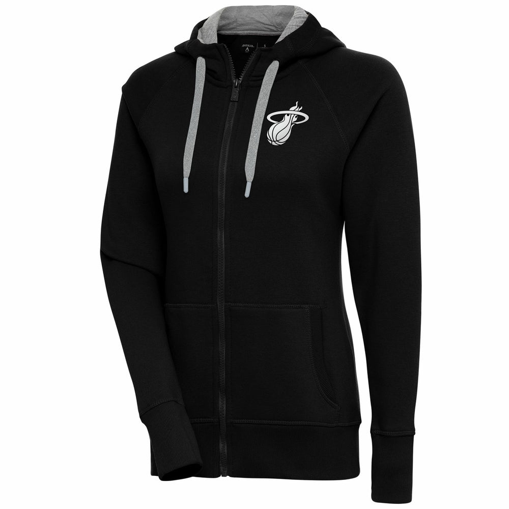 Miami Heat Antigua Women's Brushed Metallic Victory Full-Zip Hoodie - Black online On Sale