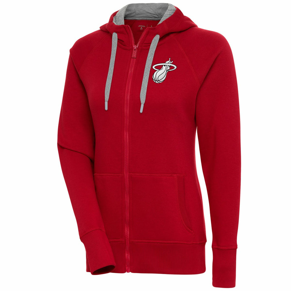 Miami Heat Antigua Women's Brushed Metallic Victory Full-Zip Hoodie - Red outlet On Sale
