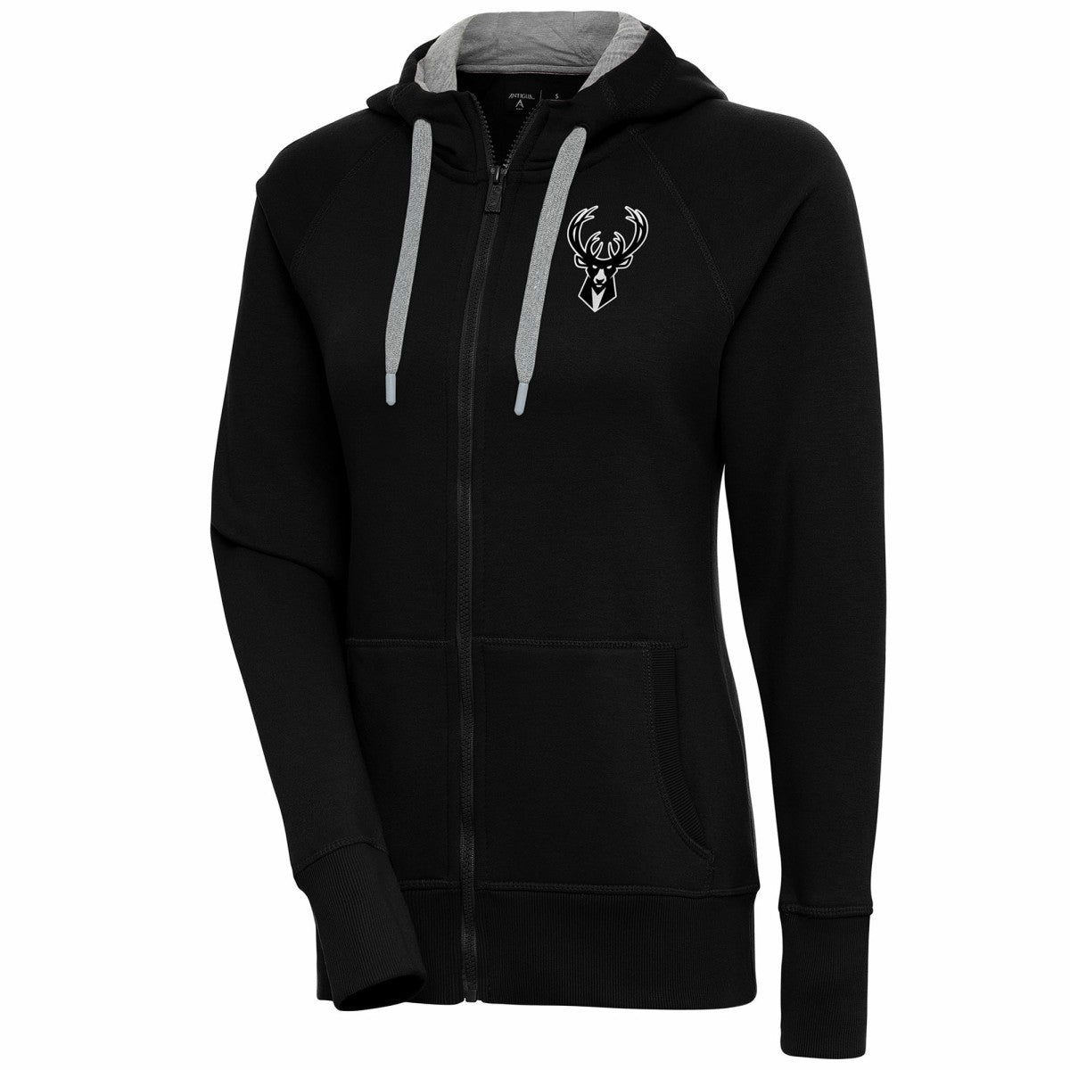 Milwaukee Bucks Antigua Women's Brushed Metallic Victory Full-Zip Hoodie - Black shop Discount