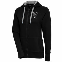 Milwaukee Bucks Antigua Women's Brushed Metallic Victory Full-Zip Hoodie - Black shop Discount