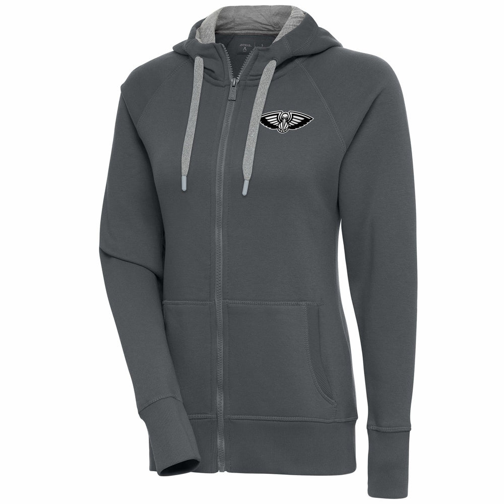 New Orleans Pelicans Antigua Women's Brushed Metallic Victory Full-Zip Hoodie - Charcoal sale Outlet