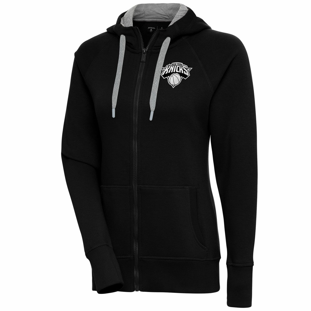 New York Knicks Antigua Women's Brushed Metallic Victory Full-Zip Hoodie - Black outlet New