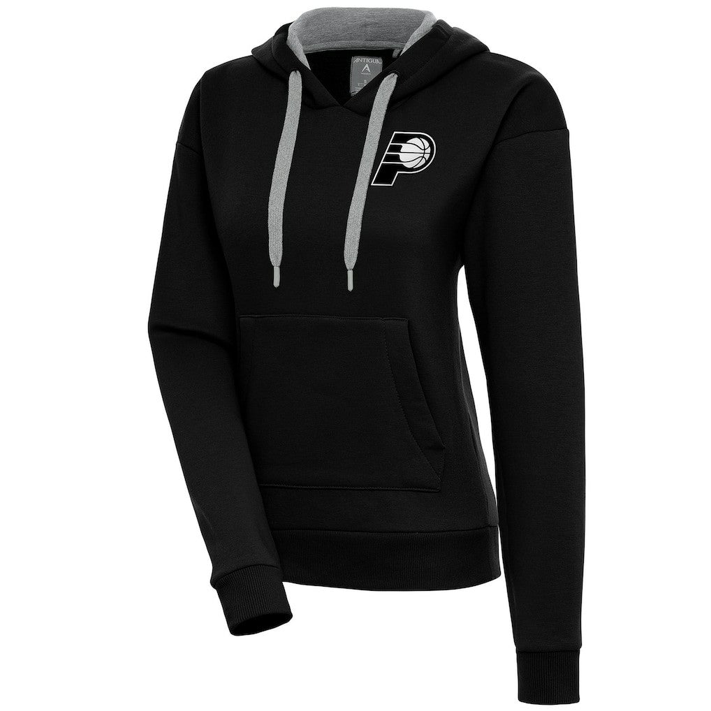 Indiana Pacers Antigua Women's Brushed Metallic Victory Pullover Hoodie - Black shop New