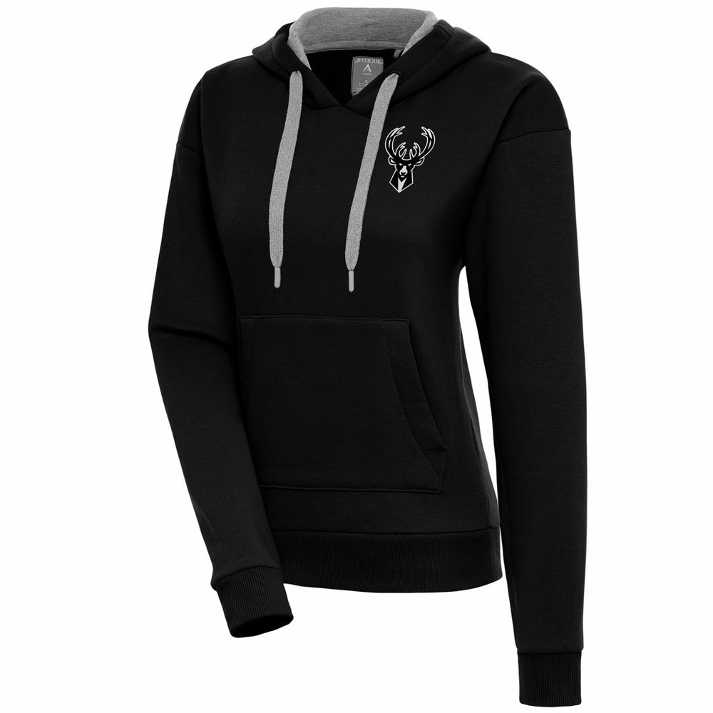 Milwaukee Bucks Antigua Women's Brushed Metallic Victory Pullover Hoodie - Black outlet Outlet