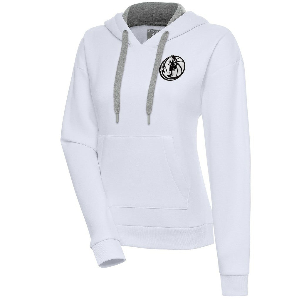 Dallas Mavericks Antigua Women's Brushed Metallic Victory Pullover Hoodie - White shop Outlet