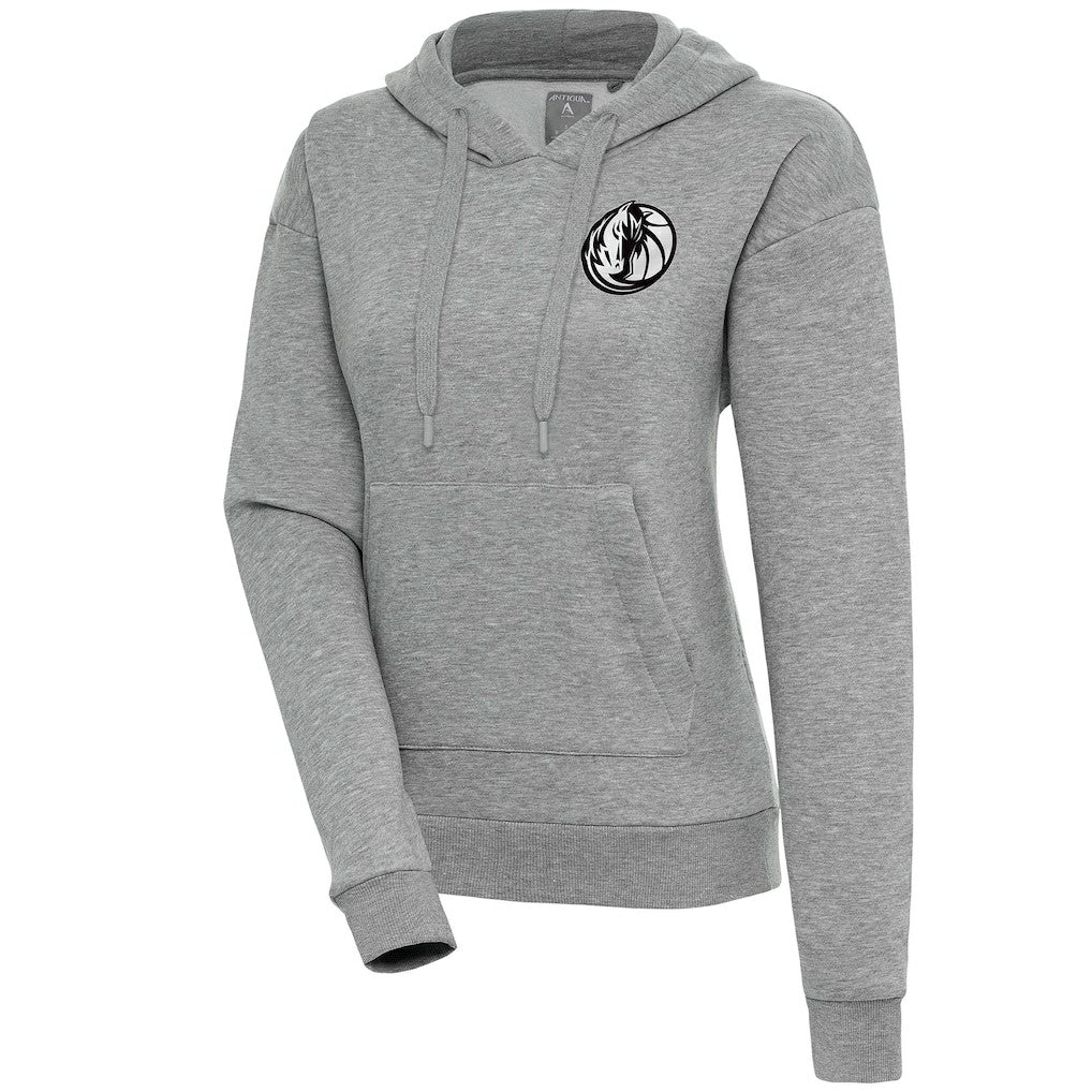 Dallas Mavericks Antigua Women's Brushed Metallic Victory Pullover Hoodie - Heather Gray discount Outlet