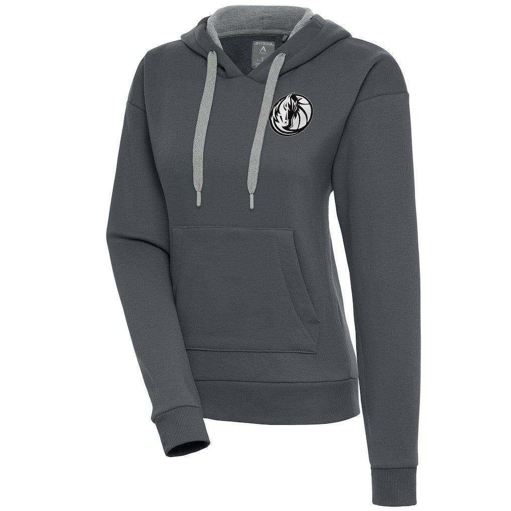 Dallas Mavericks Antigua Women's Brushed Metallic Victory Pullover Hoodie - Charcoal online Discount