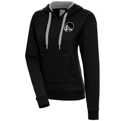 Golden State Warriors Antigua Women's Brushed Metallic Victory Pullover Hoodie - Black for sale On Sale