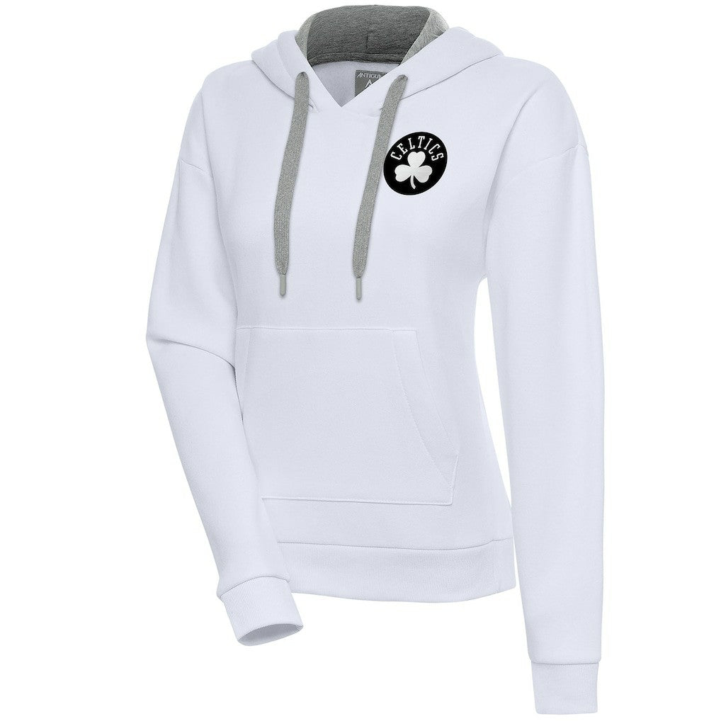 Boston Celtics Antigua Women's Brushed Metallic Victory Pullover Hoodie - White sale On Sale