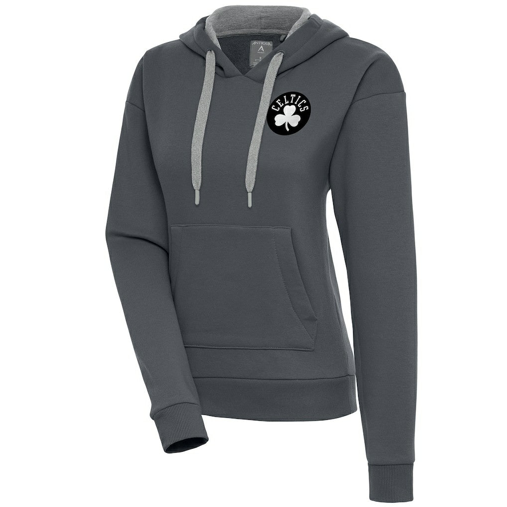 Boston Celtics Antigua Women's Brushed Metallic Victory Pullover Hoodie - Charcoal outlet On Sale