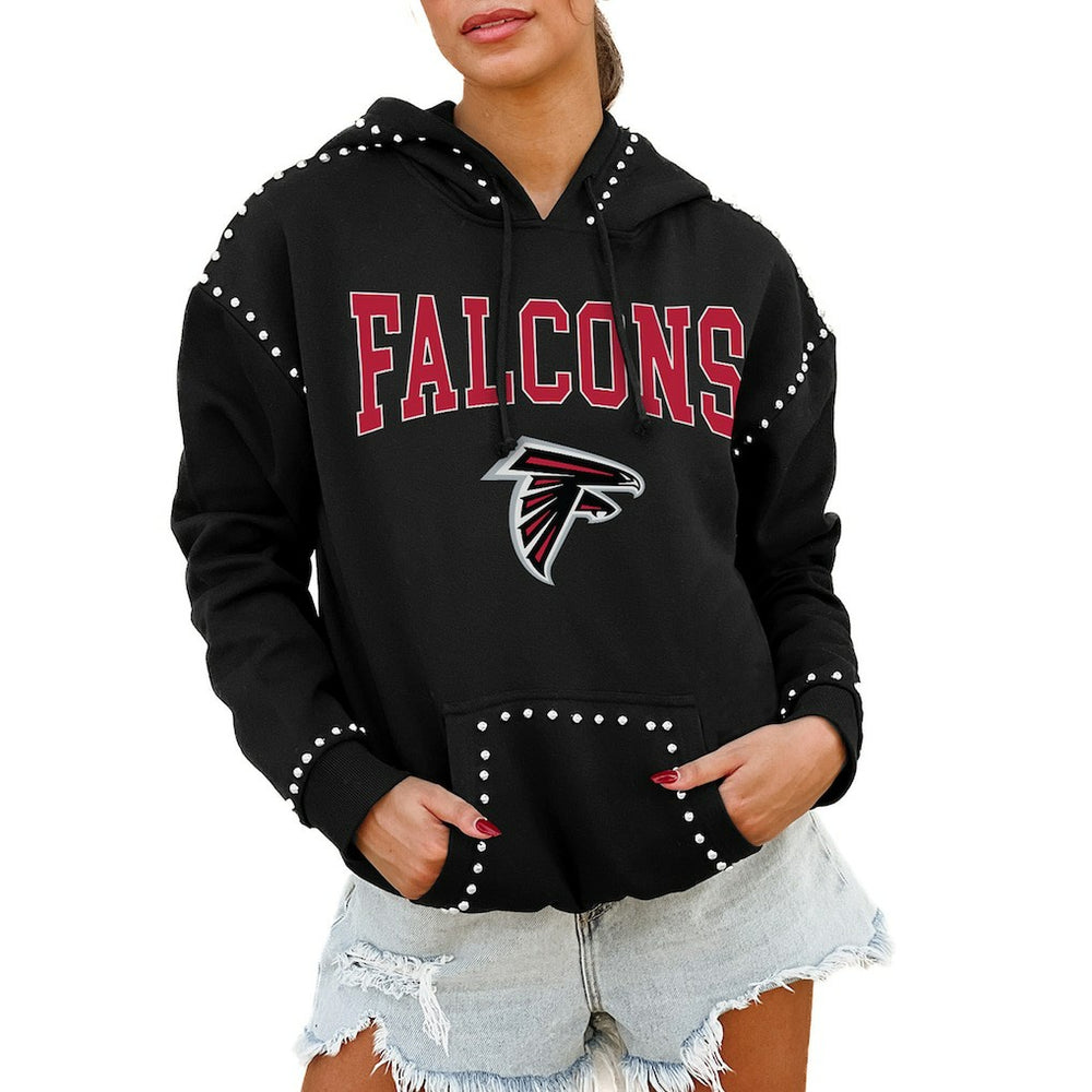 Atlanta Falcons  Gameday Couture Women's Oversized Catch the Vibe Studded Pullover Hoodie