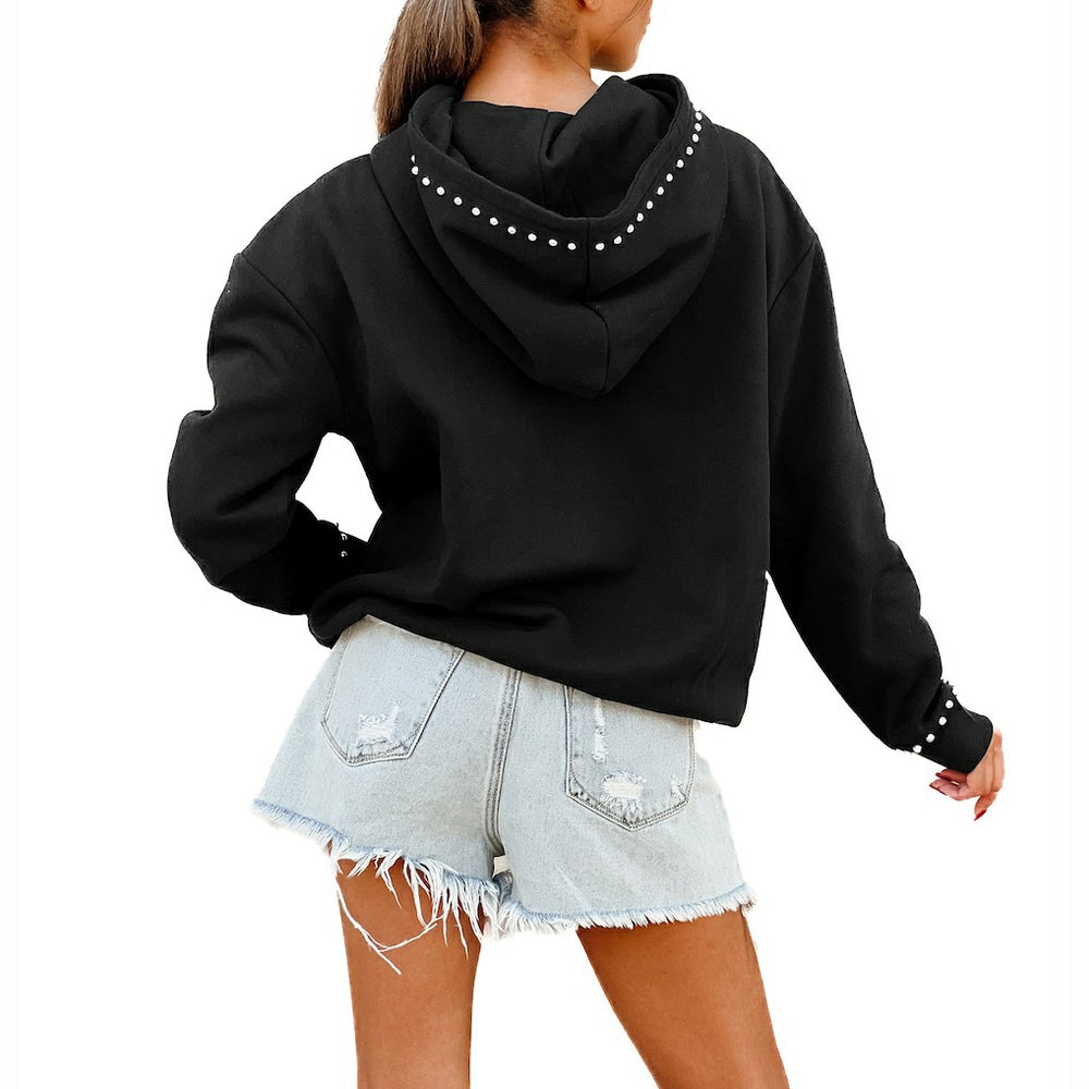 Philadelphia Eagles  Gameday Couture Women's Oversized Catch the Vibe Studded Pullover Hoodie
