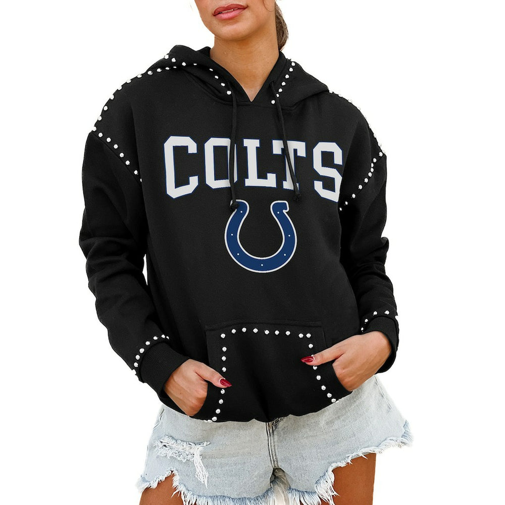Indianapolis Colts  Gameday Couture Women's Oversized Catch the Vibe Studded Pullover Hoodie