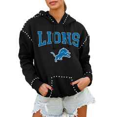 Detroit Lions  Gameday Couture Women's Oversized Catch the Vibe Studded Pullover Hoodie