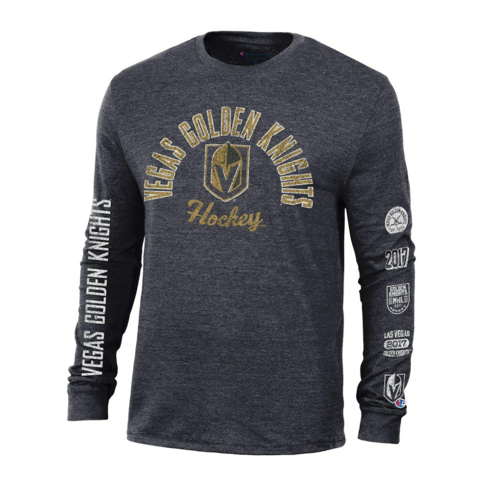 Vegas Golden Knights Champion Multi-Logo Tri-Blend Long Sleeve T-Shirt Discount