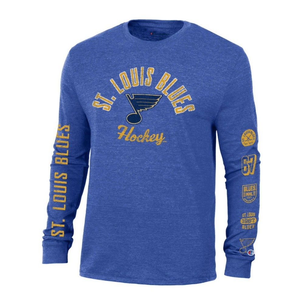 St. Louis Blues Champion Multi-Logo Tri-Blend Long Sleeve T-Shirt For Sale