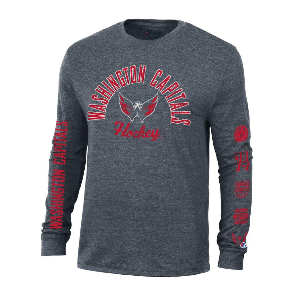 Washington Capitals Champion Multi-Logo Tri-Blend Long Sleeve T-Shirt On Sale