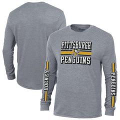 Pittsburgh Penguins Champion Tri-Blend Dual-Stripe Long Sleeve T-Shirt Online