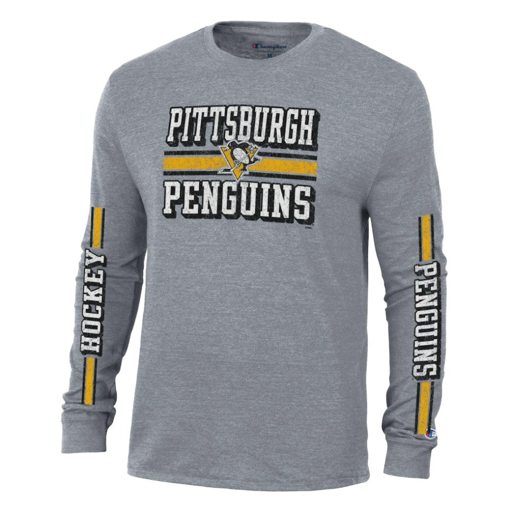 Pittsburgh Penguins Champion Tri-Blend Dual-Stripe Long Sleeve T-Shirt Online